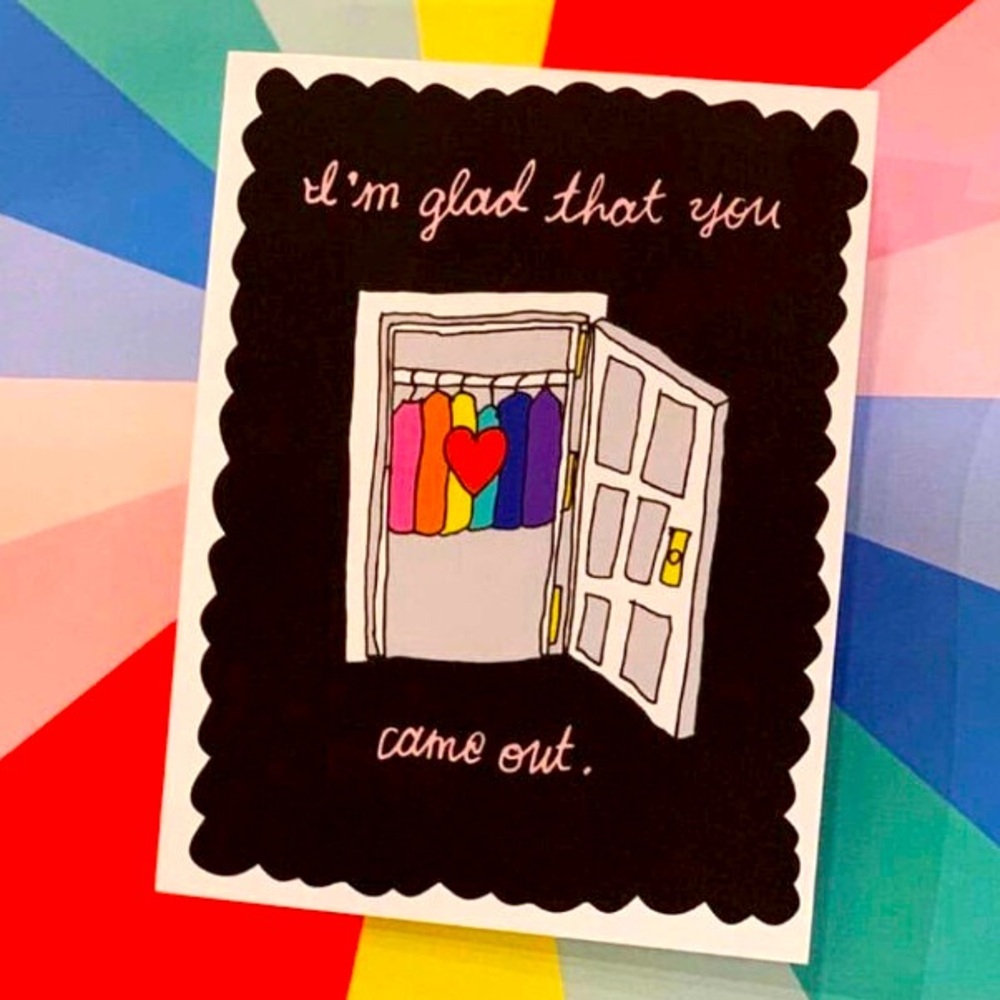 NEW LGBTQ+ Greeting Card- I’m So Glad You Came Out with Neon Pink Envelope